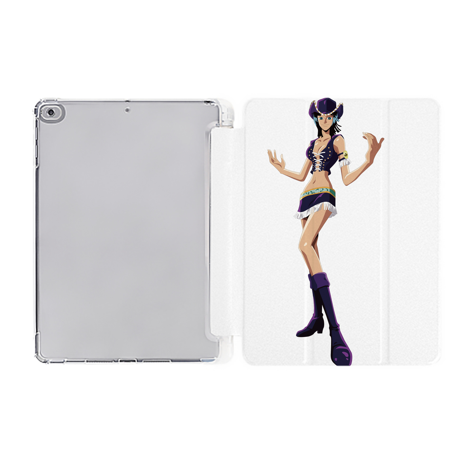 （画像用） ワンピース ニコ・ロビン ONE PIECE Nico Robin IPad ケース ペン収納付き 三つ折りスタンド PUレザー×シリコン 対応機種9.5/10.5/10.9インチ